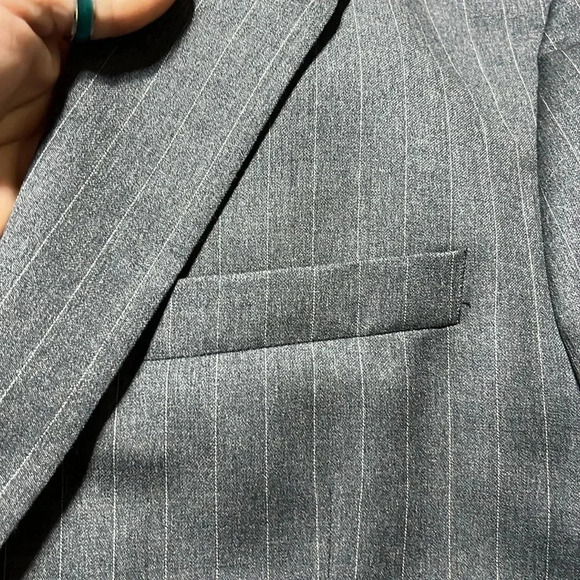 Lauren Ralph Lauren Pure New Wool‎ Blazer Sports Coat Gray Pinstripe - Picture 12 of 12